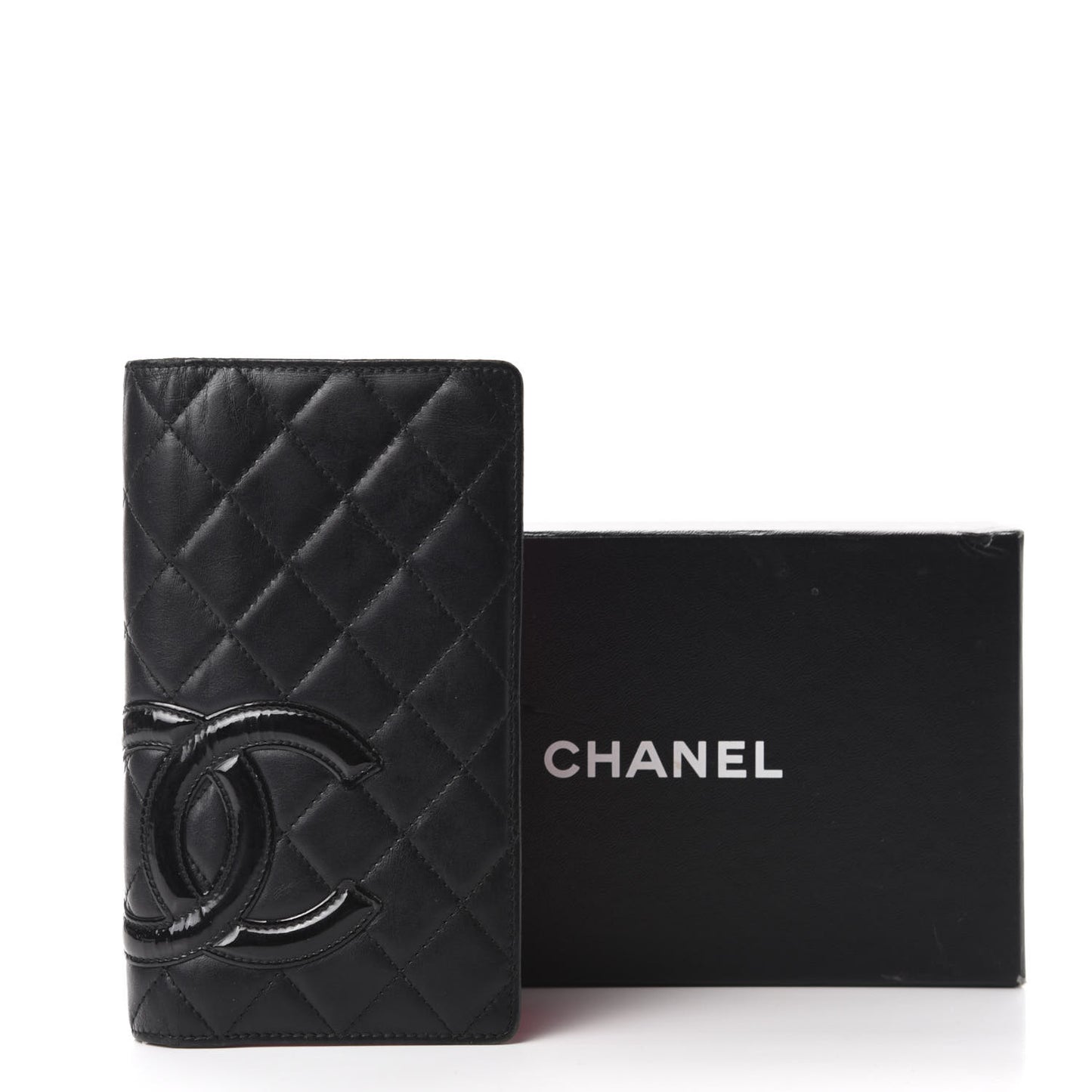 Calfskin Quilted Cambon Yen Wallet Black