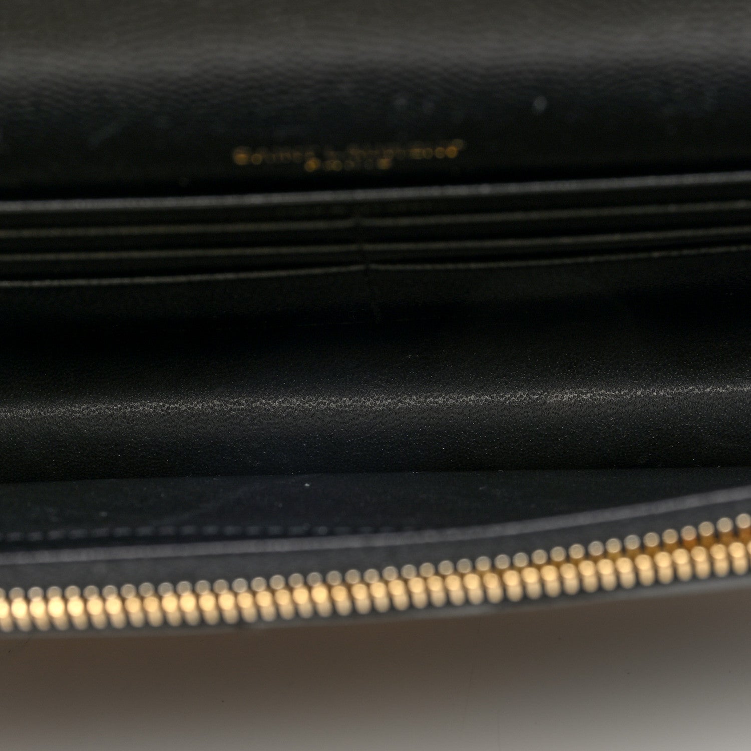 Saint Laurent Grain De Poudre Matelasse Chevron Monogram Envelope Chain Wallet  Black 5 of 10