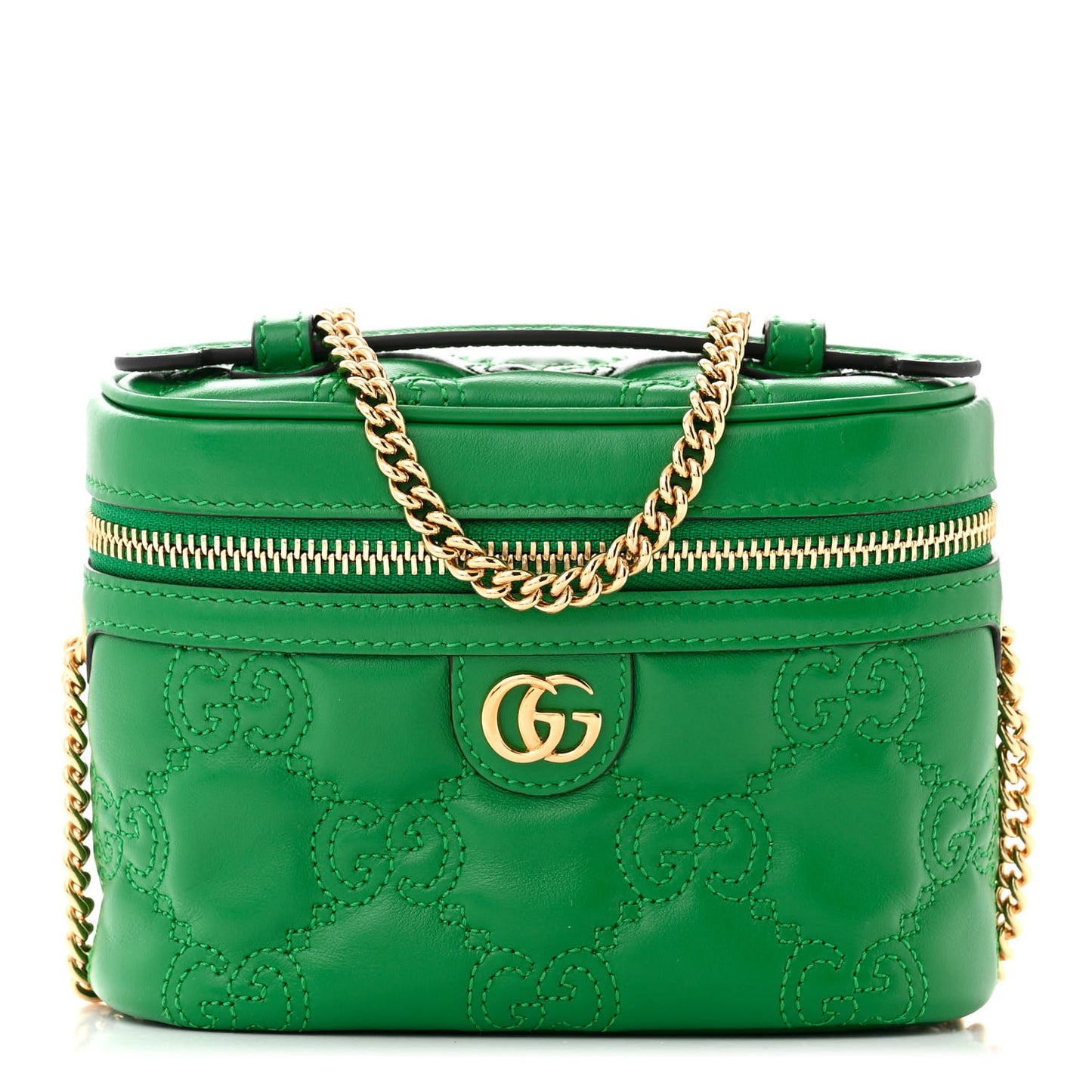 Calfskin GG Matelasse Mini Top Handle Bag Spring Green