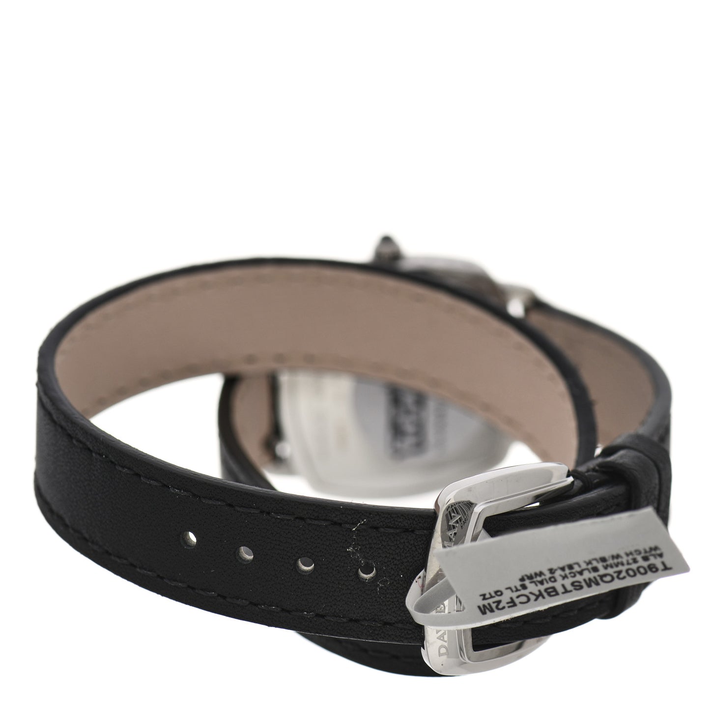 Stainless Steel Calfskin Diamond 27mm Albion Wrap Quartz Watch Black