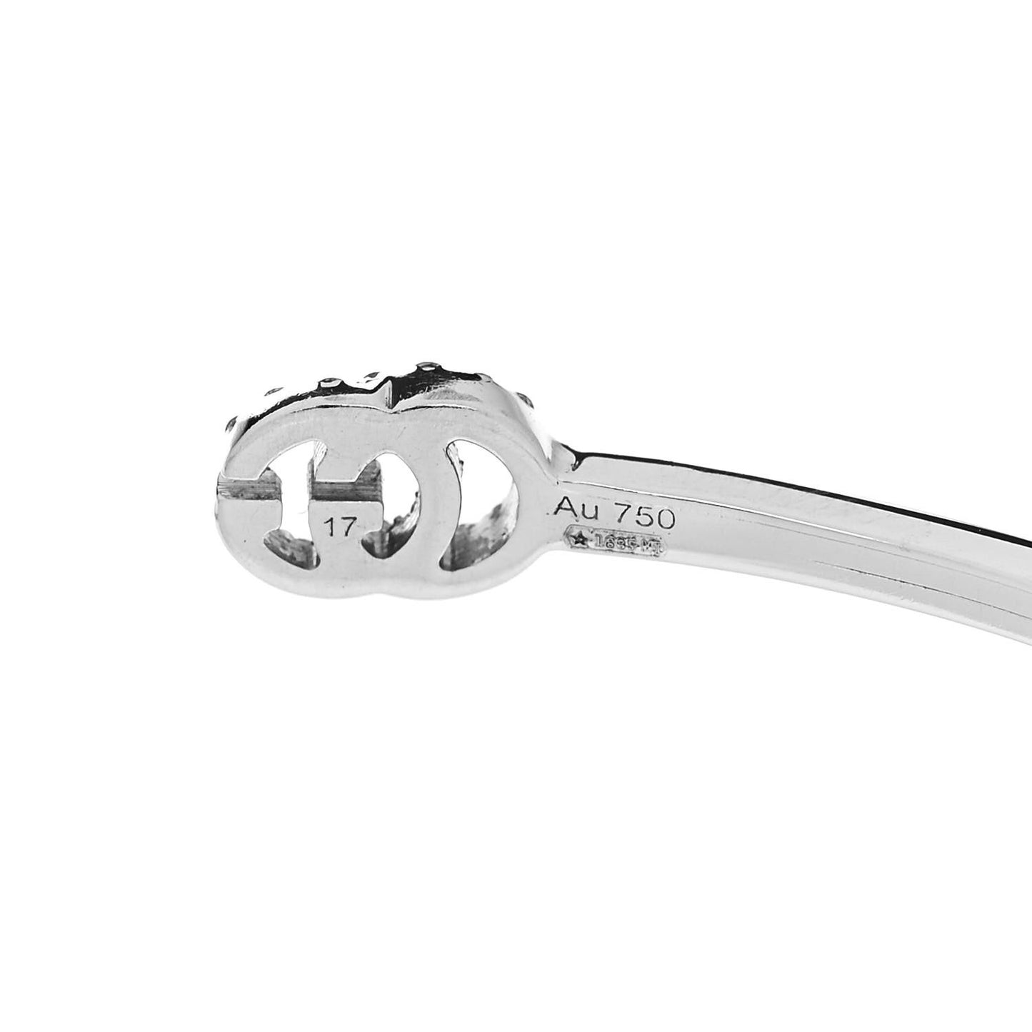 18K White Gold Diamond GG Running Cuff Bracelet