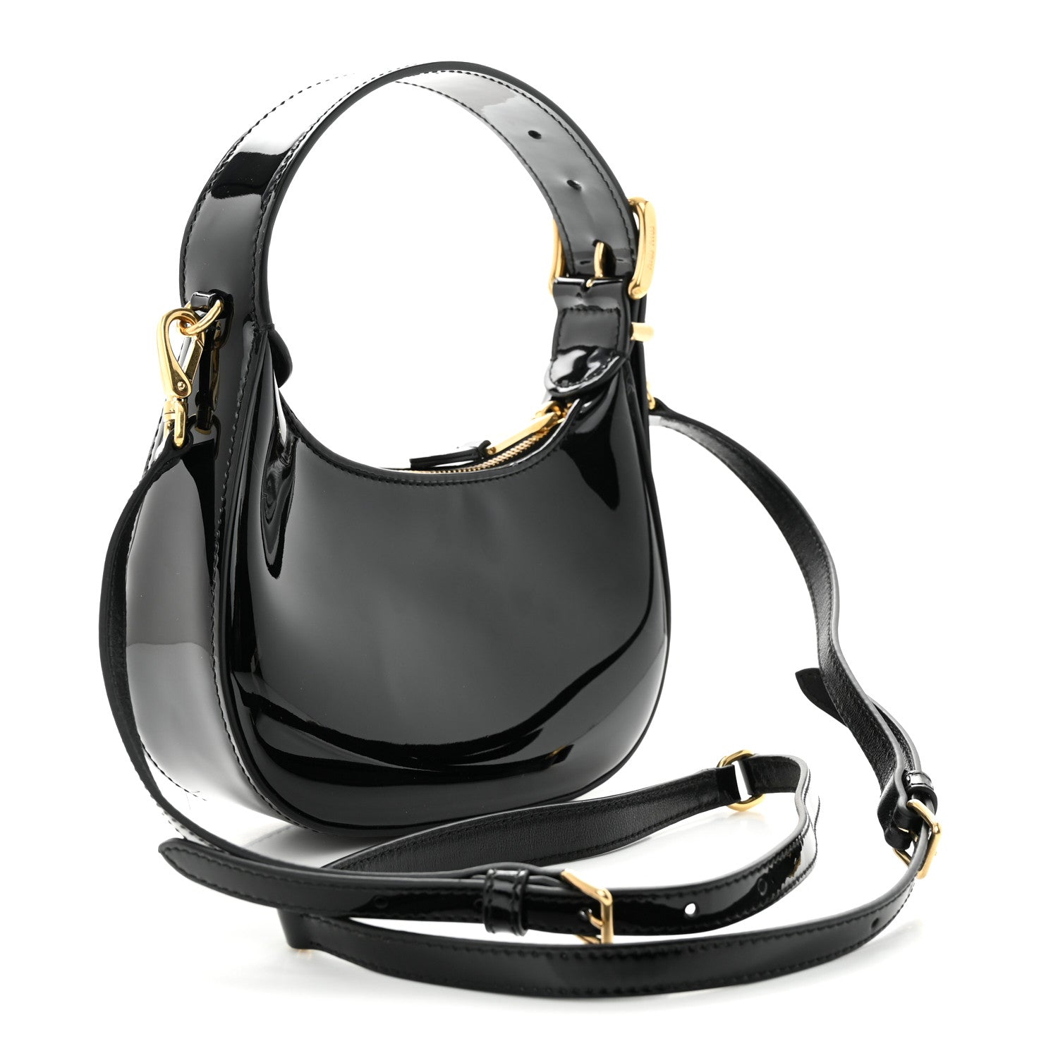 Miu Miu Patent Mini Hobo Black 3 of 11