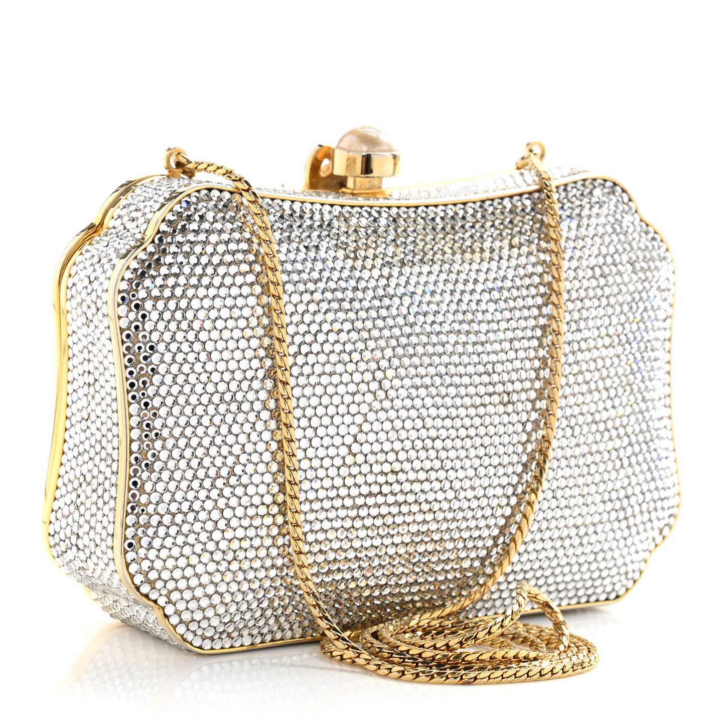 Crystal Minaudiere Clutch Gold Silver