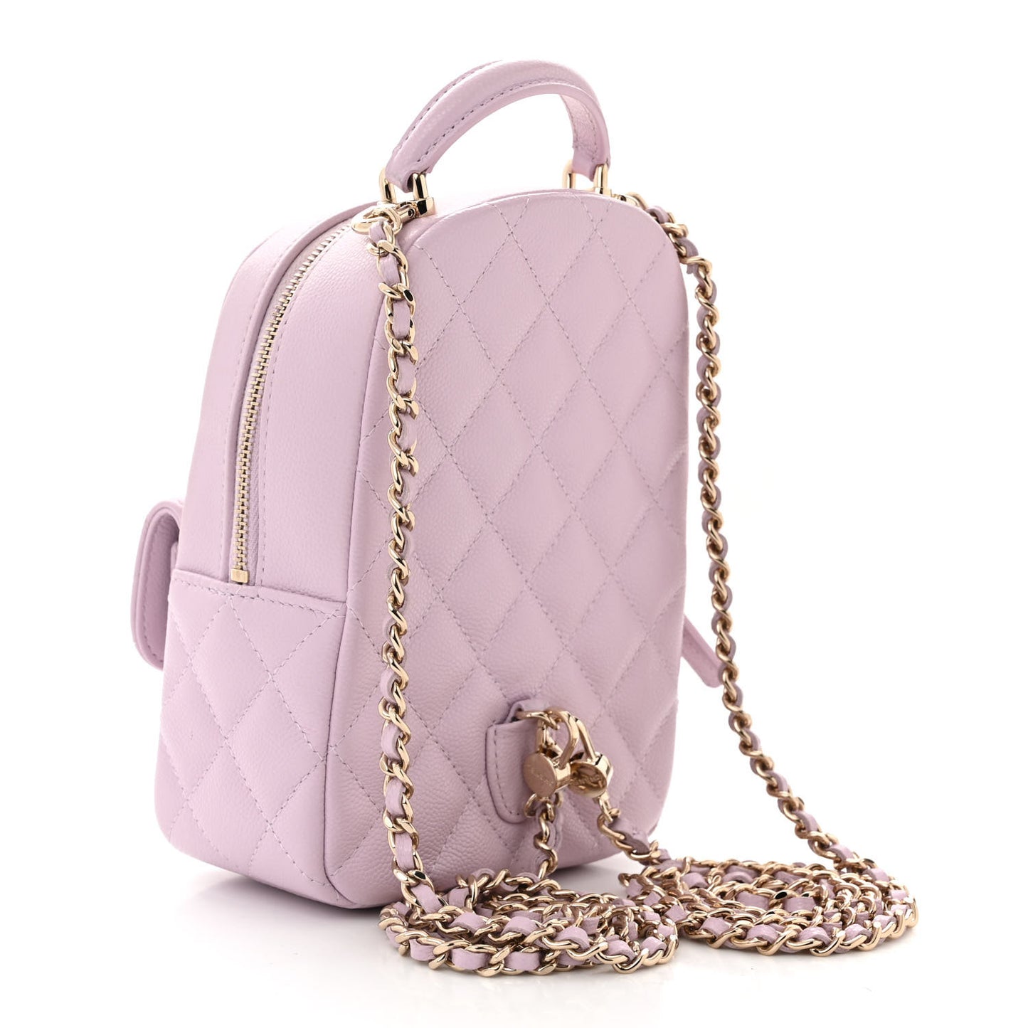 Caviar Quilted CC Mini Classic Backpack Light Purple