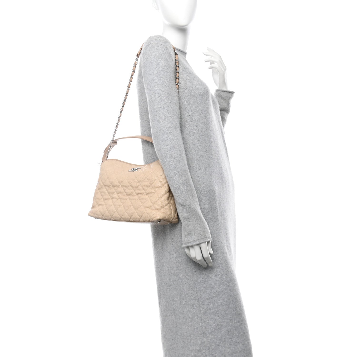 Chanel Caviar Quilted French Riviera Hobo Beige 2 of 10