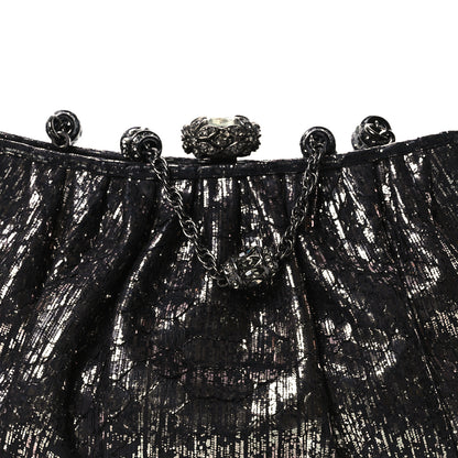 Judith Leiber Snakeskin Crystal Evening Clutch Black Silver 8 of 10