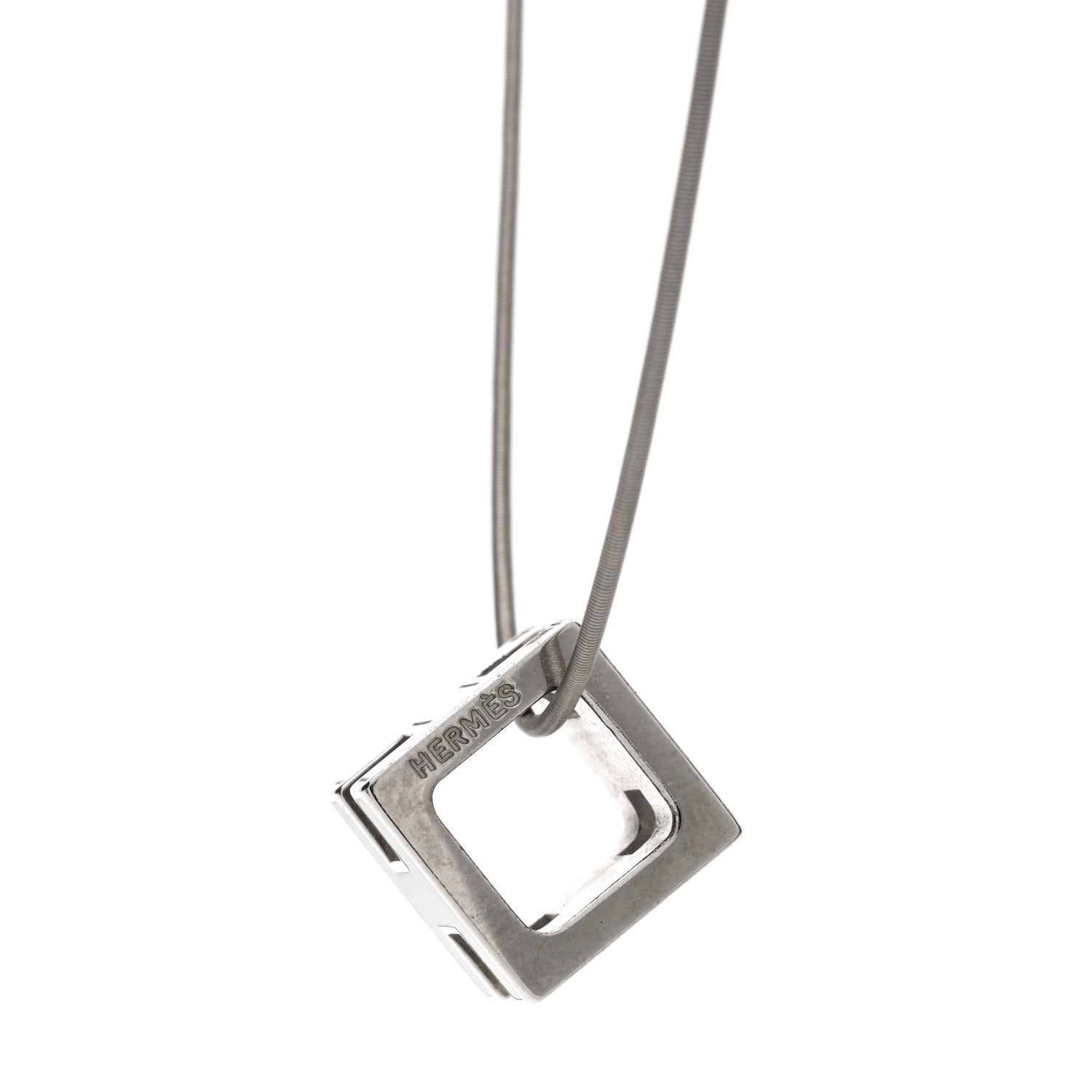 Hermes Palladium Laquered Cage d'H Necklace Black 4 of 5