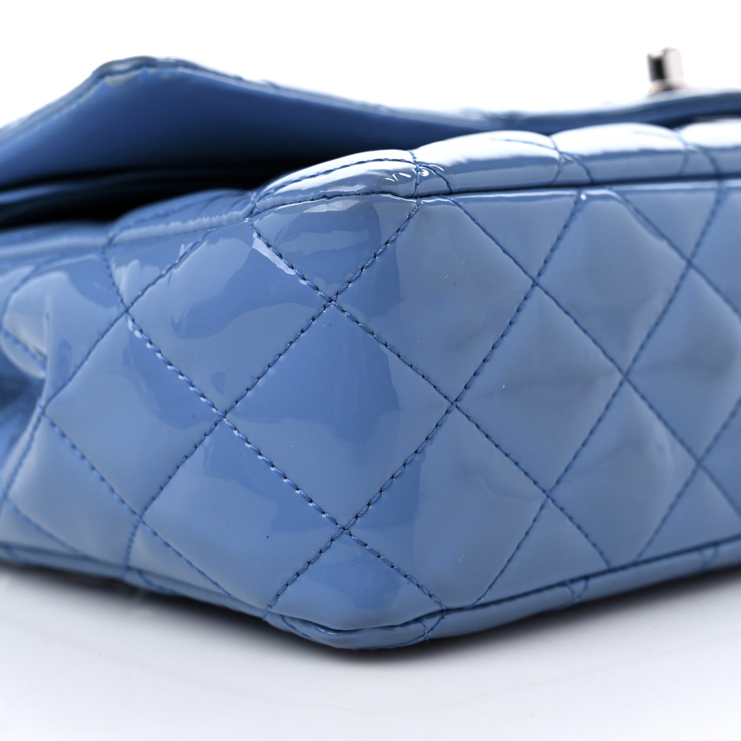 Chanel Patent Quilted Medium Double Flap Blue 7 of 14