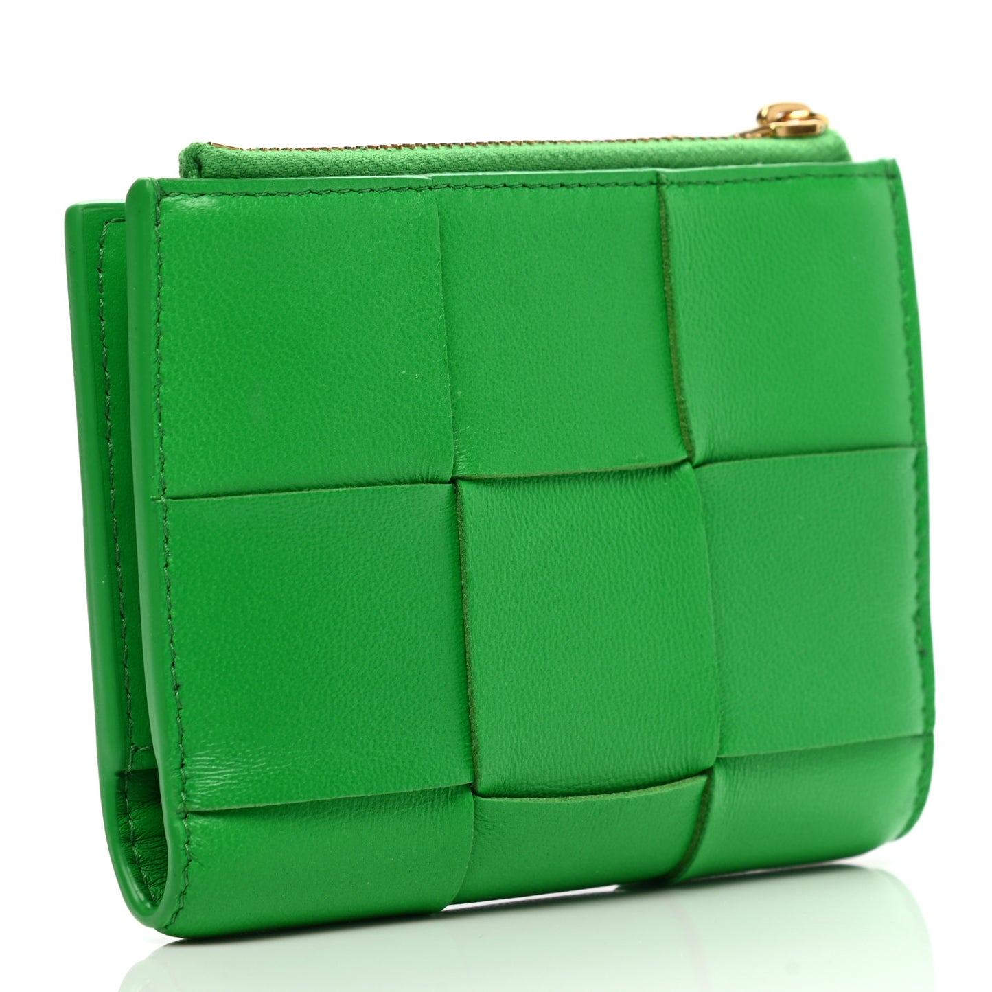 Nappa Maxi Intrecciato Bifold Zip Wallet Parakeet