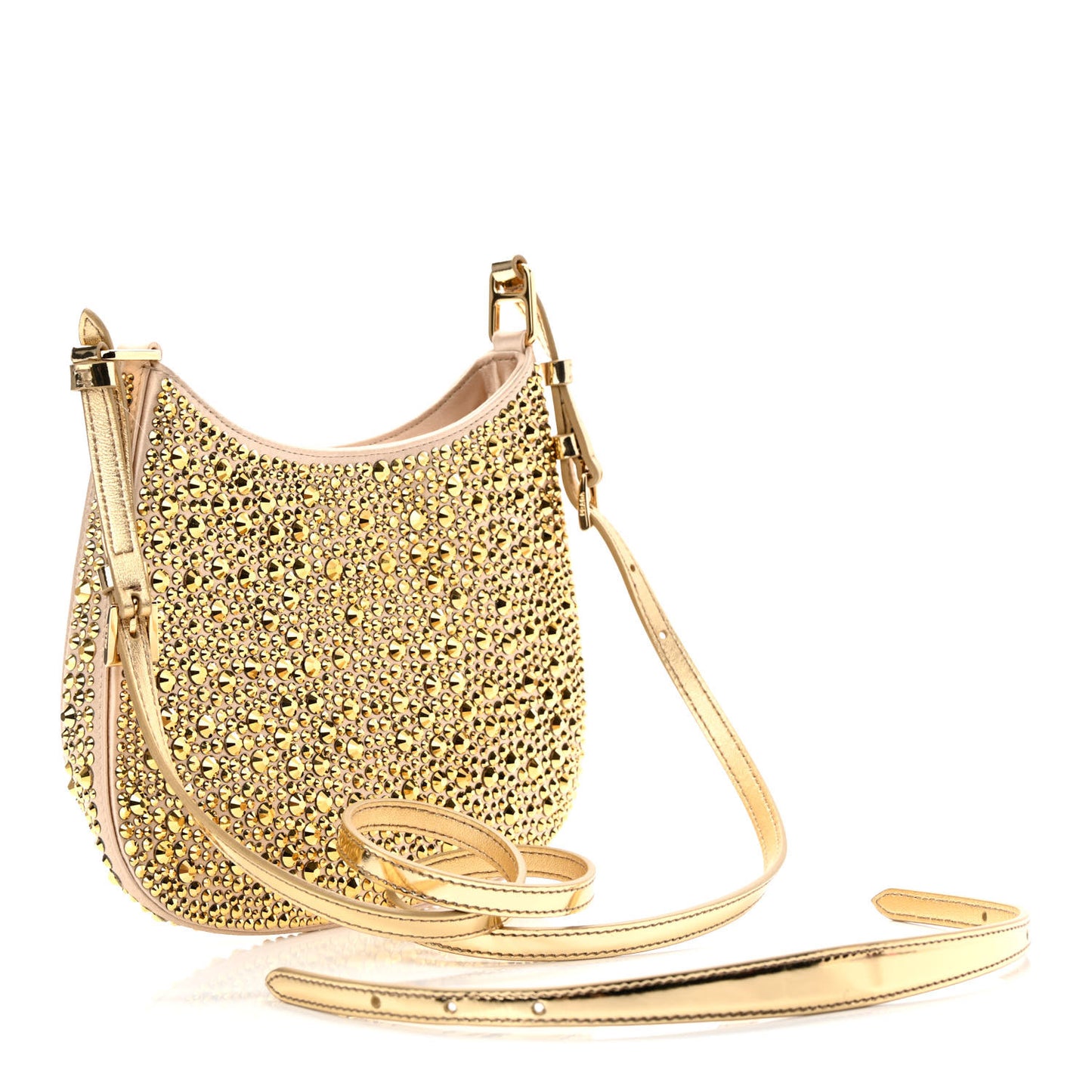 Satin Crystal Cleo Adjustable Strap Shoulder Bag Platino