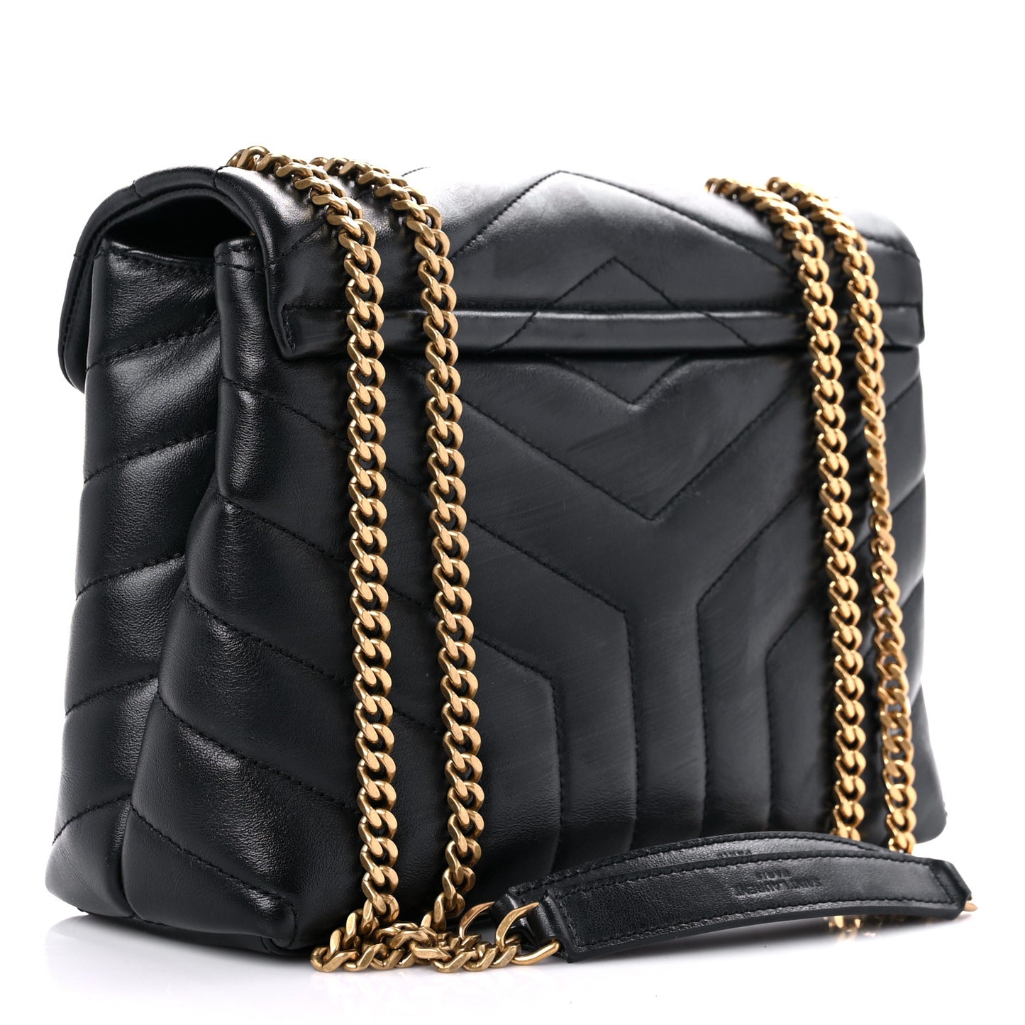 Calfskin Y Quilted Monogram Small Loulou Chain Satchel Black