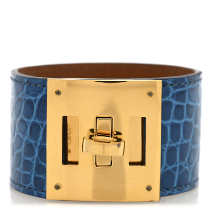 Hermes Shiny Alligator  Kelly Dog Cuff S Bleu Izmir 1 of 6