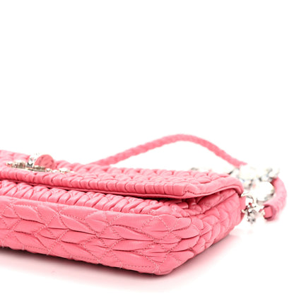 Miu Miu Nappa Matelasse Crystal Flap Clutch Geranio 9 of 10