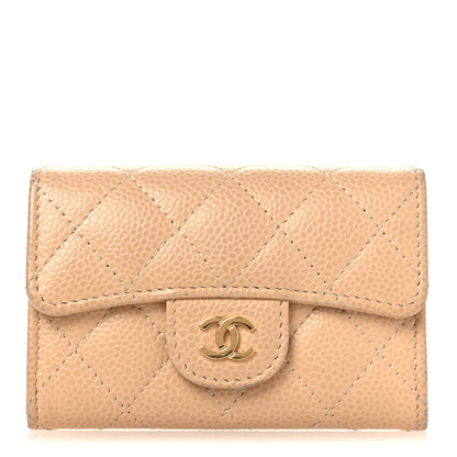 Chanel Caviar Quilted Flap Card Holder Wallet Beige 1 of 13