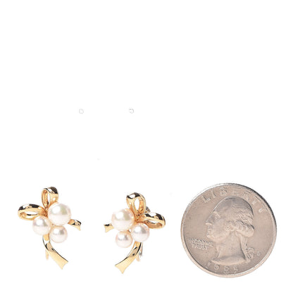 Mikimoto 18K Yellow Gold Akoya Pearl 4.5-6mm Ribbon Screw Back Earrings 2 of 4