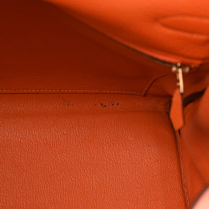 Hermes Taurillon Clemence Kelly Retourne 35 Orange 15 of 25