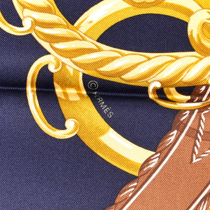 Hermes Silk Lift Profile Scarf 90 Black Marine White 4 of 4