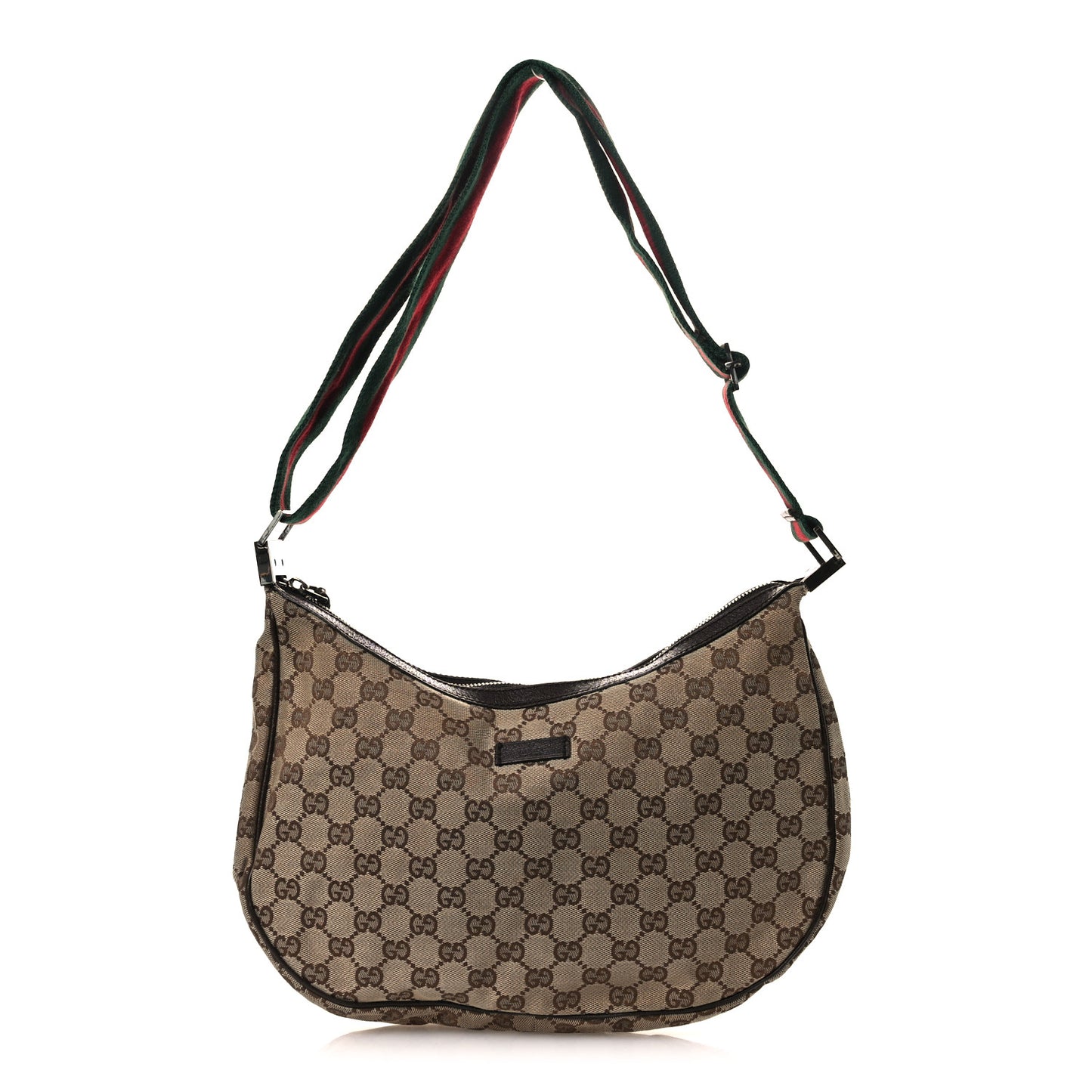 Monogram Web Medium Half Moon Hobo Dark Brown