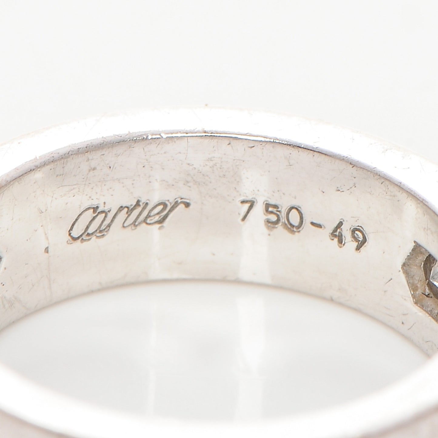 18K White Gold 3 Diamond 5.5mm LOVE Ring 49 4.75