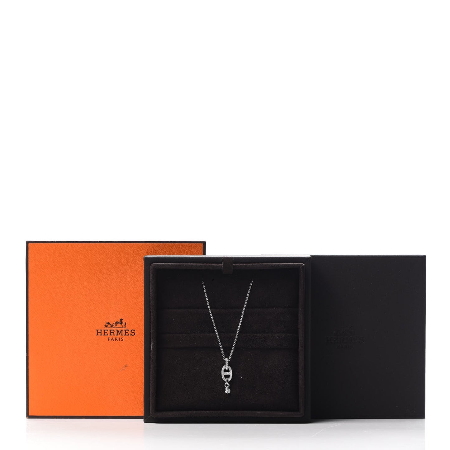 18K White Gold Diamond PM Chaine d'Ancre Enchainee Necklace