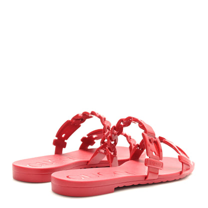 Gucci Rubber Womens Slide Sandals 36 Hibiscus Red 4 of 9