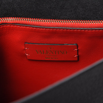 Valentino Garavani Pebbled Calfskin Rockstud Flip Lock Flap Messenger Black 8 of 9