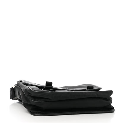 Prada Tessuto Nylon Saffiano Large Double Snap Buckle Messenger Bag Black 4 of 9