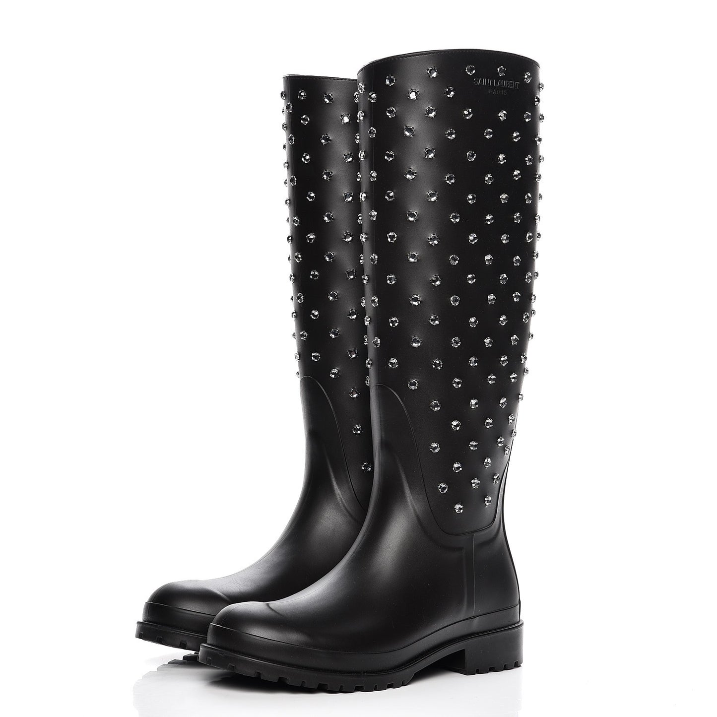 Rubber Crystal Rain Boots 37 Nero Black