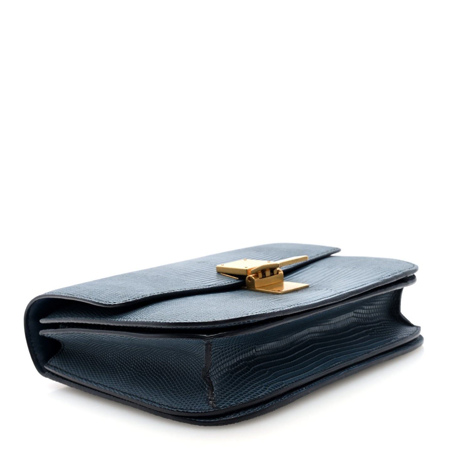 Lizard Medium Classic Box Flap Bag Blue