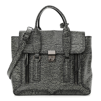 3.1 Phillip Lim Textured Calfskin Medium Pashli Satchel Black Cream 1 of 9