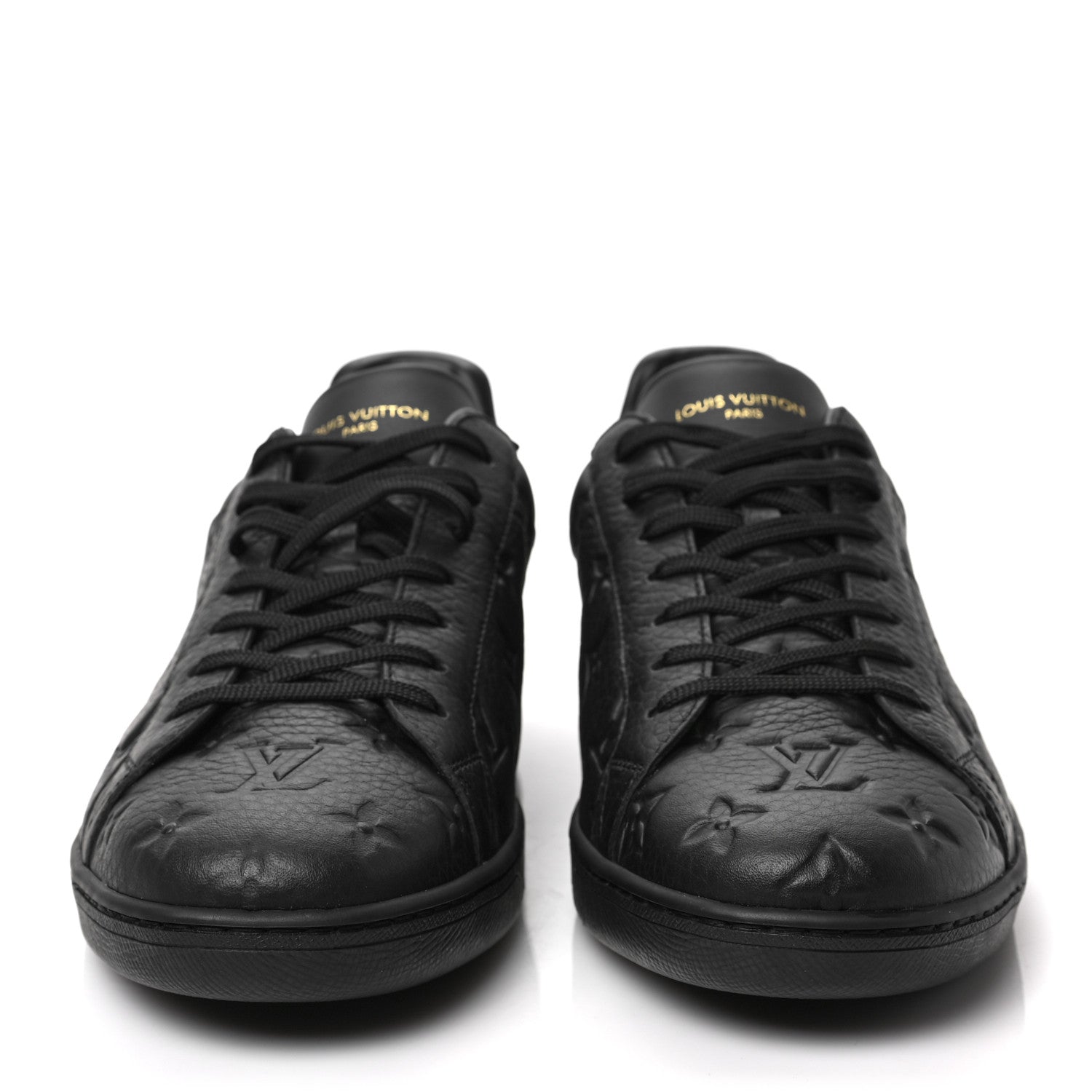 Louis Vuitton Grained Calfskin Embossed Monogram Mens Luxembourg Sneakers 10 Black 2 of 8