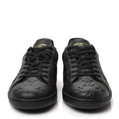 Louis Vuitton Grained Calfskin Embossed Monogram Mens Luxembourg Sneakers 10 Black 2 of 8