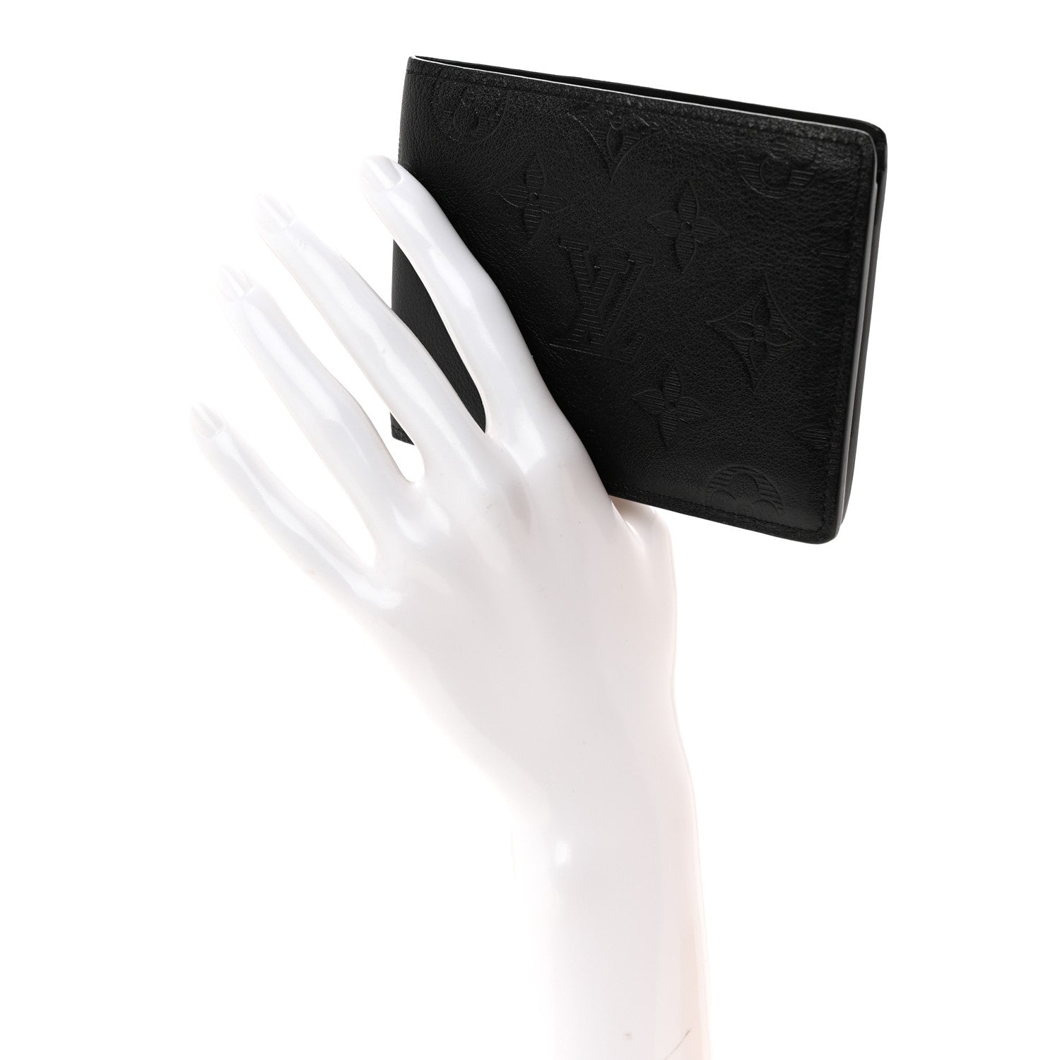 Louis Vuitton Calfskin Monogram Shadow Multiple Wallet Black 2 of 7