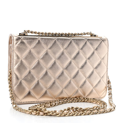 Chanel Metallic Lambskin Quilted Trendy CC Wallet On Chain WOC Gold 2 of 9