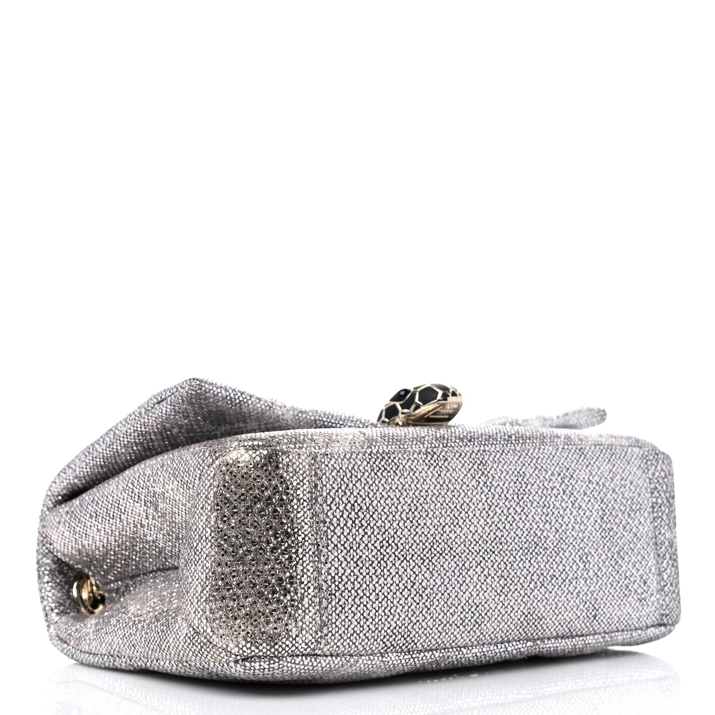 Shiny Karung Matelasse Mini Serpenti Cabochon Crossbody Silver