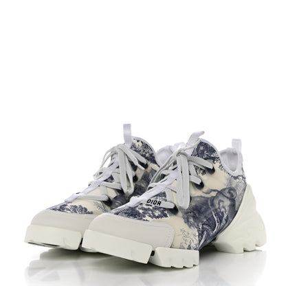 Christian Dior Neoprene Rubber Toile De Jouy Print Womens D-Connect Sneakers 38.5 Deep Blue 3 of 8