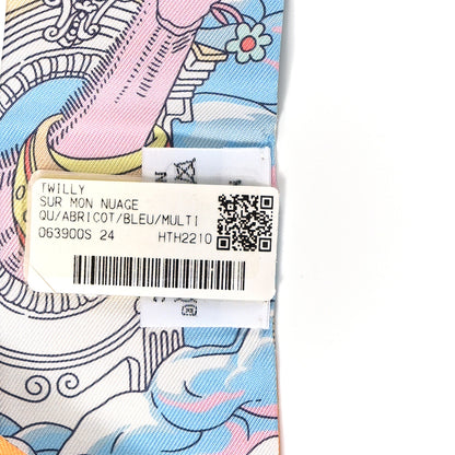 Hermes Silk Sur Mon Nuage Twilly Abricot Bleu Multicolor 3 of 4