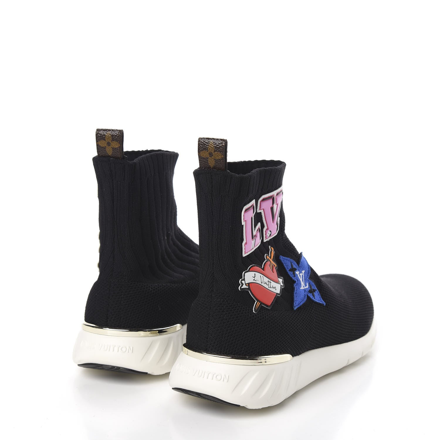 Louis Vuitton Stretch Fabric LV Black Heart Sock Sneaker 36 Black 4 of 8