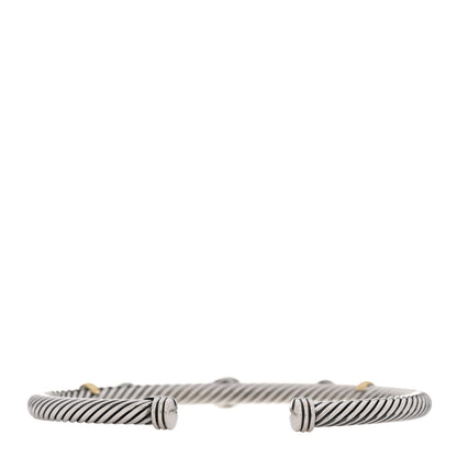 David Yurman Sterling Silver 18K Yellow Gold Green Chalcedony Iolite 4mm Renaissance Bracelet 2 of 3