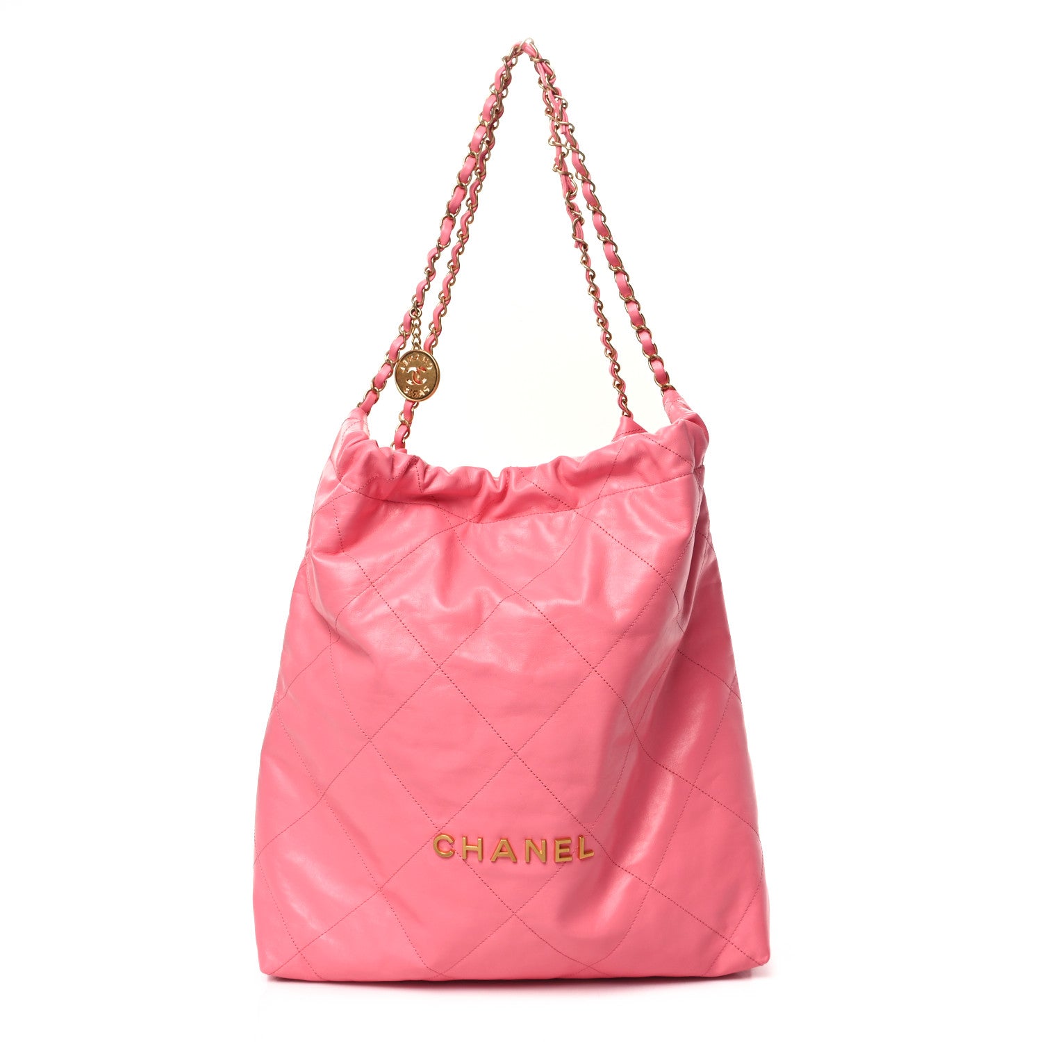 Chanel Shiny Calfskin Quilted Large Chanel 22 Coral Pink 1 of 13