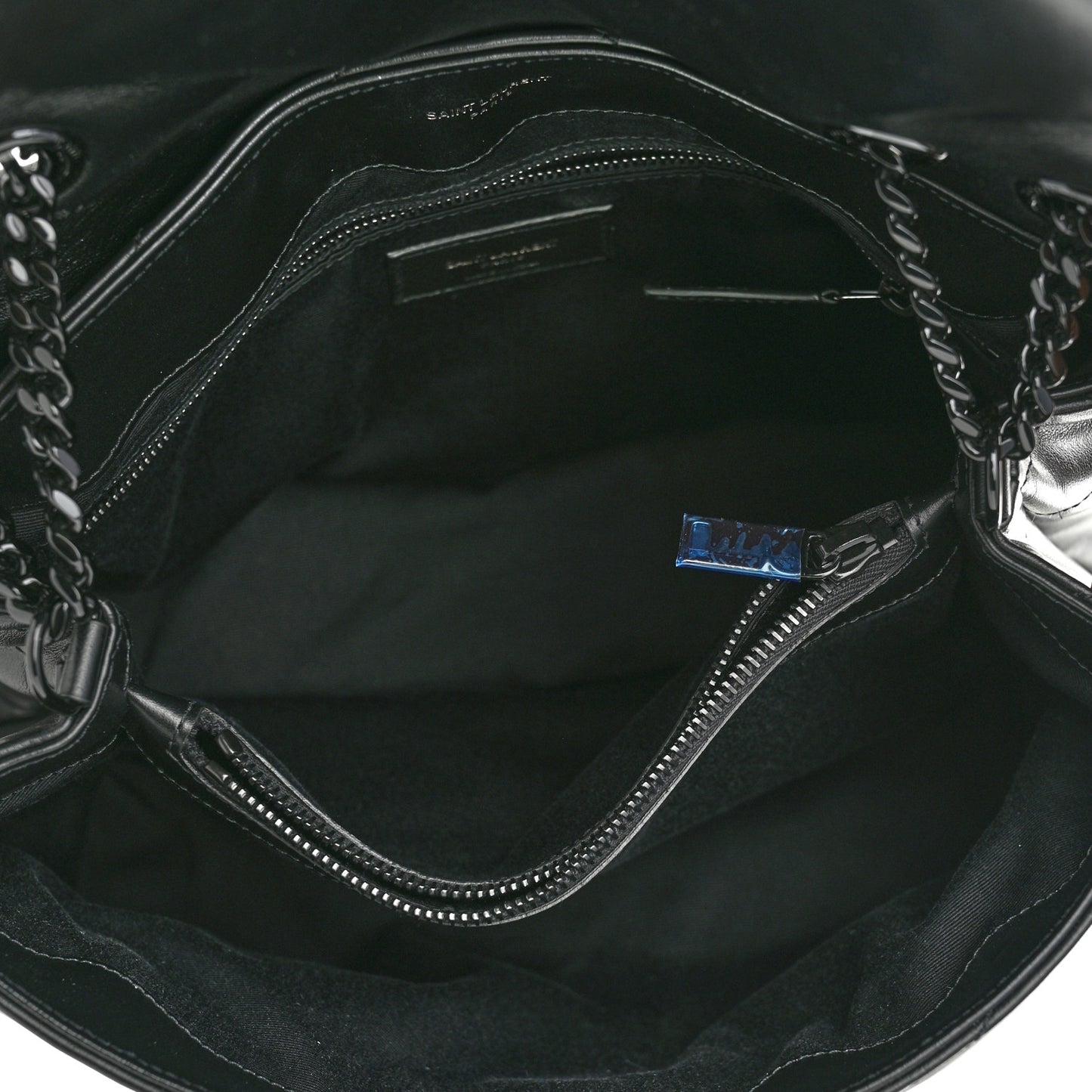Calfskin Y Quilted Monogram Monochrome Medium Loulou Chain Satchel Black