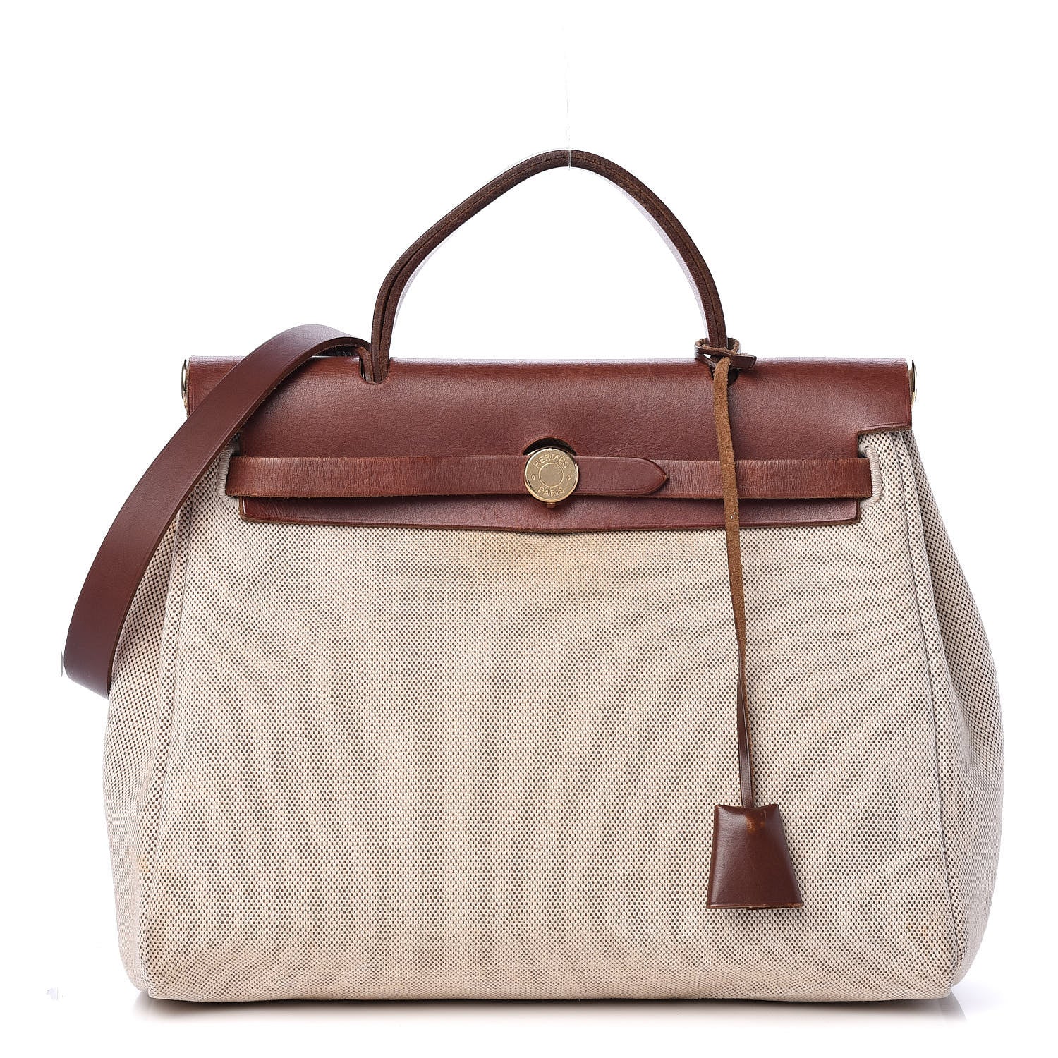 Hermes Toile Vache Calfskin Herbag 30 PM Natural 1 of 18