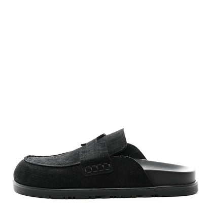 Hermes Suede Calfskin Go Mules 36 Black 1 of 9