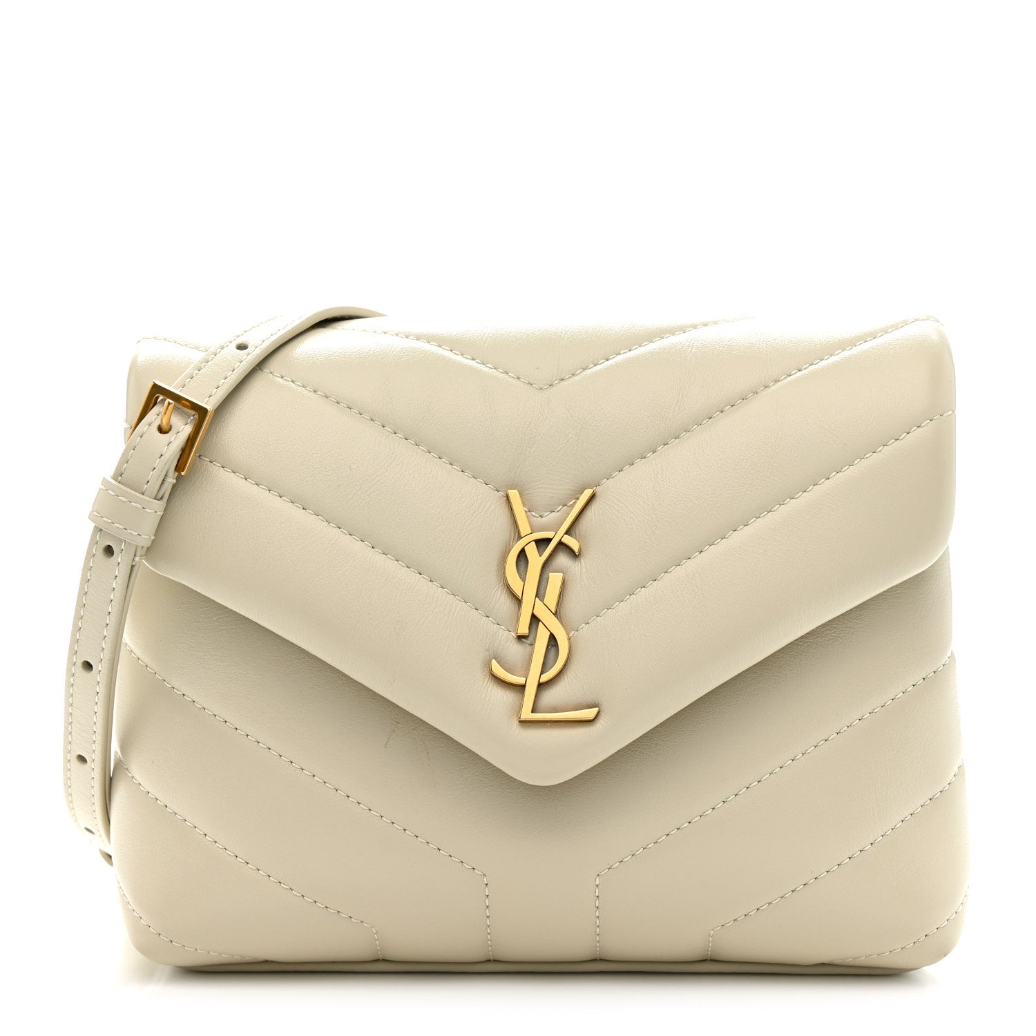 Saint Laurent Calfskin Y Quilted Monogram Toy Loulou Crossbody Bag Crema Soft 1 of 12