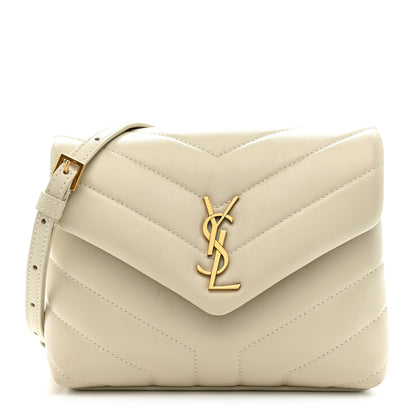 Saint Laurent Calfskin Y Quilted Monogram Toy Loulou Crossbody Bag Crema Soft 1 of 12