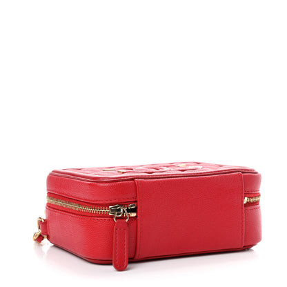Chanel Caviar Quilted Filigree Vanity Clutch With Chain Red 3 of 4
