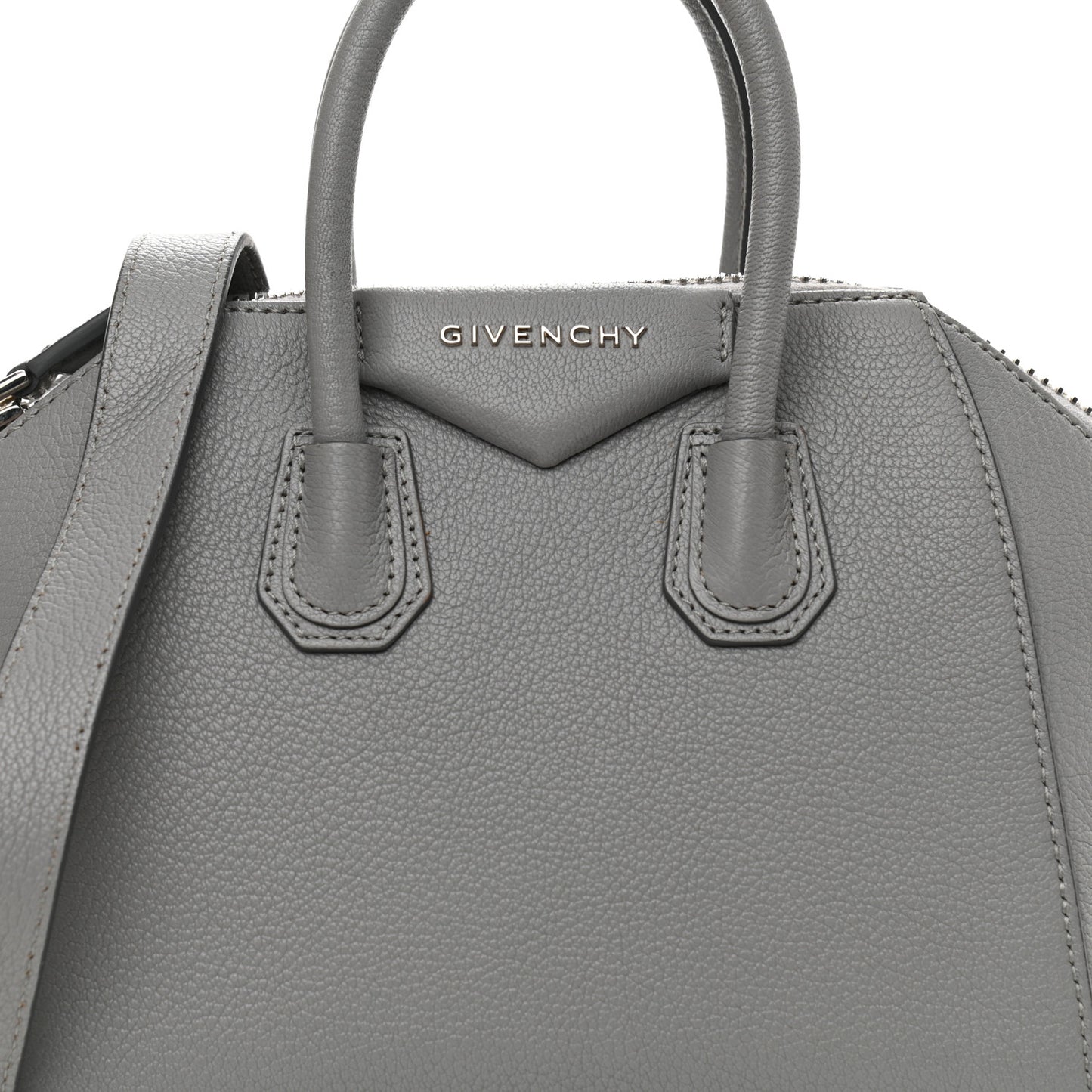 Sugar Goatskin Mini Antigona Pearl Grey