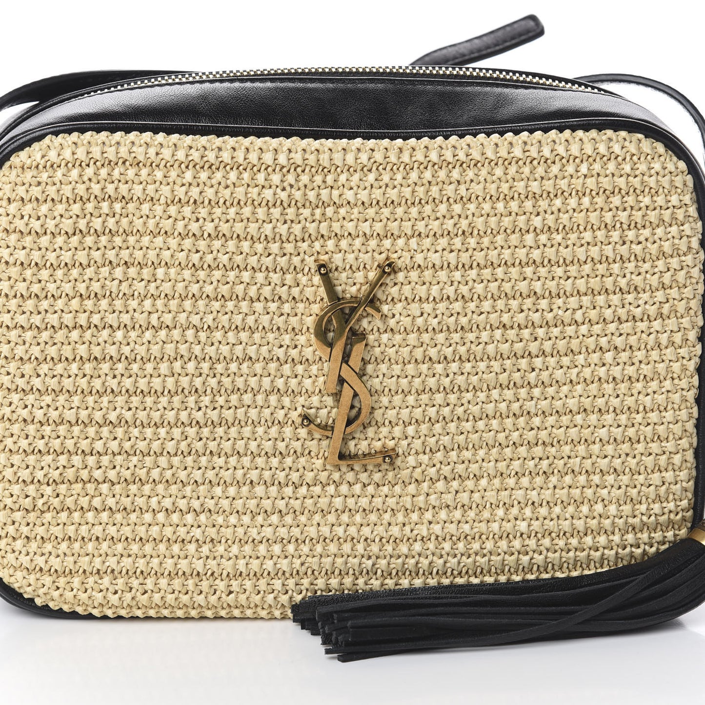 Raffia Canvas Monogram Lou Camera Bag Beige Black