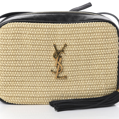 Saint Laurent Raffia Canvas Monogram Lou Camera Bag Beige Black 6 of 8