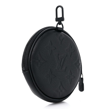 Louis Vuitton Calfskin Shadow Monogram Round Coin Purse Black 2 of 7